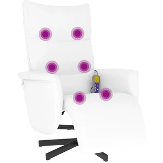 vidaXL Massagesessel mit Fußteil Weiß Kunstleder - Weiß