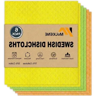Niederländische Küchenhandtücher - Hochwertige Küchenwischer - Rasant Trocknende Leckagewische - 6er-Pack 20x18cm - Vielfarbige Design-Kombination