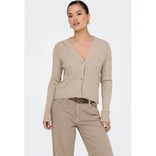 Only ONLKATIA LS CABLE V-NECK CARDIGAN Braun XS