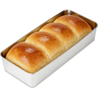 Romon Edelstahl Brotbackform, 2 Stück Brotbacktopf Kasten, Rechteckige Kastenform (33×15×6.5cm) hitzebeständig für Backen & Festlichkeiten, spülmaschinengeeignet für Brot & Kuchen, Brot Backen Zubehör