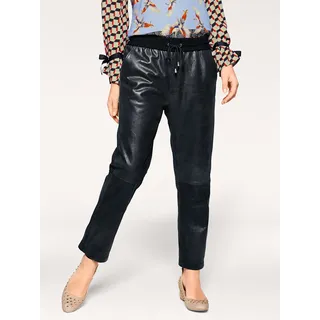 Lederhose HEINE, Damen, Gr. 48, Normalgrößen, schwarz, 100% Lammnappaleder, Bund:30% Polyester, 5% Elasthan, 65% Viskose, unifarben, 7/8-Länge, Hosen Lederhose