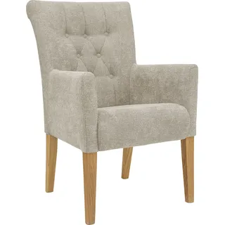 Home Affaire Esszimmerstuhl HOME AFFAIRE "King", beige (creme, natur), B:60cm H:92cm T:65cm, Polyester, Stühle, Esszimmerstuhl, Armlehnstuhl mit Knopfheftung, Polsterstuhl