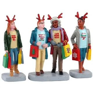 Lemax Girls Weihnachts-Shoppingtrip Set aus 3 rot/mehrfarbig handbemalt 0,98 m x 0,74 m x 0,03 m