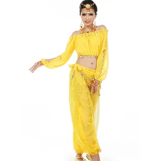 Astage Frauen Bauchtanz Anzug Kostüm Active Wear Taille-Gürtel-Sets Gelb