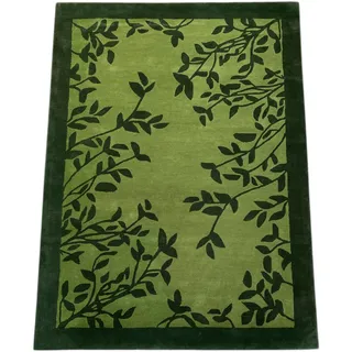 Grün Teppich 100% Wolle 170X240 cm Handarbeit Blatt Designer Handgetuftet