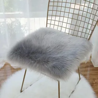 Cumay Teppich Kunstfell Fell-Teppich, Flauschiger Schaffell Lammfell Fellteppich Waschbar,Für Wohnzimmer Schlafzimmer, Stuhl,Bett,Sofa Deko Dekofell 45x45cm