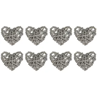 sourcing map 8 Stück Herz Deko Rattan Deko, 5 cm Fensterdeko Hängend Styropor Herz Kranz Natürlich Wicker Türdeko Haustür für Valentinstag Dekoration Hochzeit, Hellgrau