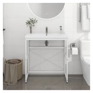 vidaXL Badezimmer Waschtischgestell Weiß 79x38x83 cm Eisen - Waschbeckenschrank