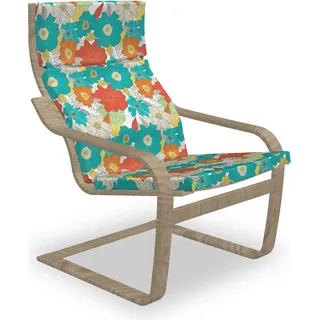 ABAKUHAUS Blumen Poäng Sessel Polster, Doodle Frischer Frühling, Sitzkissen mit Stuhlkissen mit Hakenschlaufe und Reißverschluss, Mehrfarbig