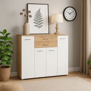Home Affaire Highboard Prato 156 x 123 x 39 cm Beige / Weiß
