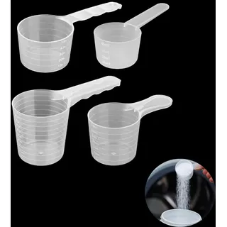 Yeenano Messlöffel,4 Stück Dosierlöffel Transparent mit Skala 20g,25g,35g,50g Waagen,Kunststoff Messlöffel Scoop Dosier Löffel für Backen Kochen Kaffee Waschpulver Proteinpulver Creatin
