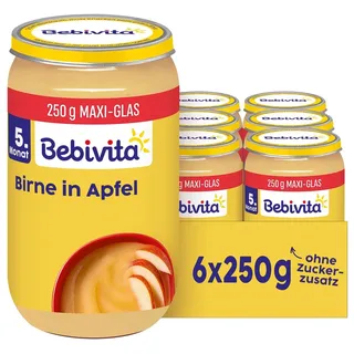 Bebivita Früchte Birne in Apfel, 6er Pack (6x250g)