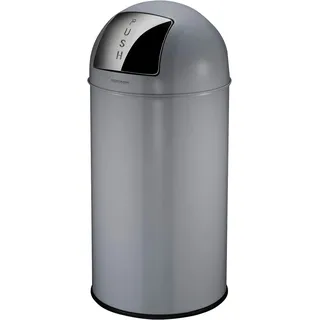 Mülleimer FACKELMANN "BERLIN, Push Abfalleimer 40L", urban gray, H:77cm Ø:36cm, Edelstahl, Mülleimer, Mülleimer, Retro-Design, großes Fassungsvolumen, lackiertes Edelstahlgehäuse