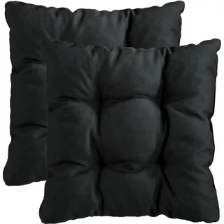 Traumnacht Stuhlkissen Cozy 2er Set, Bequeme Sitzkissen für Gartenstuhl, Küche oder Esszimmer, Indoor u. Outdoor, 38 x 38 x 6 cm, schwarz