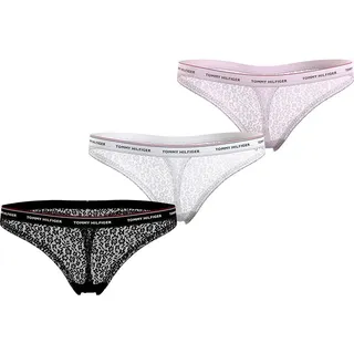 Tommy Hilfiger Damen Strings Premium Essential Tangas, Mehrfarbig (Black/White/Light Pink), S