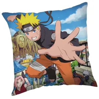 Jerry Fabrics Naruto Kinder Dekokissen 40x40 cm Zierkissen mit kuscheliger Microfaserfüllung und weichem Polyester Kissenbezug. Hochwertiger beidseitiger Druck. Kuschelkissen Naruto Geschenke.