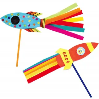 Baker Ross AX180 Rocket Wand Kits - Rohlinge aus Karton, Raketen, für Kinder zum Gestalten und Dekorieren, ideal für Schularbeiten, Heimaktivitäten und Bastelgruppenprojekte