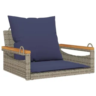 vidaXL Hängesessel mit Kissen Grau 63x62x40 cm Poly Rattan - Grau