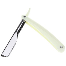 Barber Edge Stahl Rasiermesser Vintage Klappmetall Rasiermesser für Männer ohne Blade (weiß)