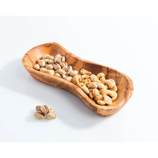 Darido Snackteller aus Olivenholz 24x10 cm – Servierteller aus Holz – Nussschale – Handgemacht – Weihnachtliche Snackschale – Dekorativer Teller – Schale für Dips – Servierplatten Snack Bowl