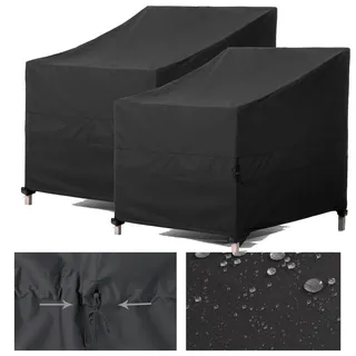 F&J Outdoors Garten Stuhlabdeckungen Lounge Stuhl Schaukelstuhl Adirondack Stuhlabdeckung wasserdichte Taille Kordelzug Enge Outdoor Möbel Bezüge Rattan Stuhlabdeckungen 89x99x66/91cm,2 Stück