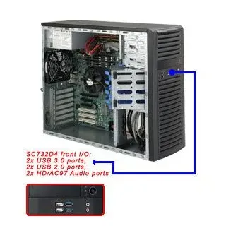 Server SuperMicro Mid-Tower 4x3.5" fixed drive 600W Redundant