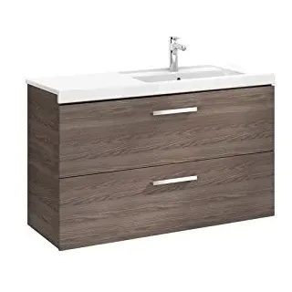 Roca – Pack (Regal Grundlage mit zwei Schubladen Waschbecken und Spiegel LED rechts Serie Prisma, anthrazit