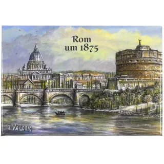 VALDEIG Kühlschrank-Magnet - Rom um 1875 - Kühlschrankmagnet Souvenir Italien, Engelsburg, Vatikan Souvenir, Magnete für Kinder, Kühlschrankmagnete für Foto Magnetkühlschrank, Geschenk Roma, M