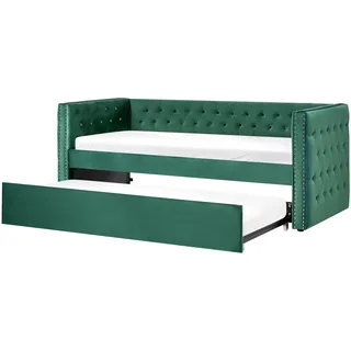Beliani Tagesbett grün Textil, 90x200 cm Schlafzimmer, Betten