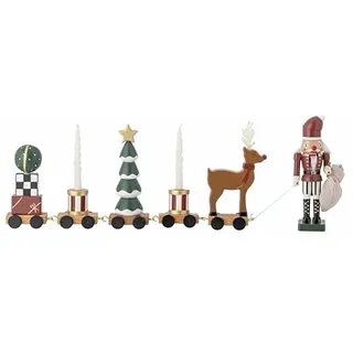 Bloomingville Vadim Tischdekoration zu Weihnachten als Zug mit Weihnachtsfiguren als dekorativer Kerzenhalter für eine gemütliche Atmosphäre, Grün (Weihnachtsmann)