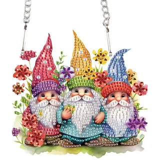 DCIDBEI Diamond Painting Hängeschild Zwerg 15x15cm Haustür Hängeschild Diamant Painting Ornament DIY Diamant Malerei Kranz Erwachsene Hängende Schild Anhänger Pendant Plakette Haustürschild Wandschild
