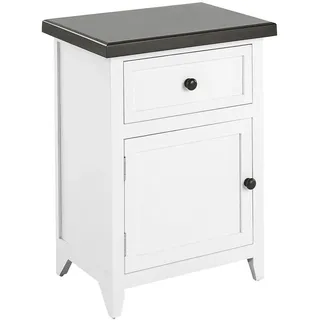 Beliani Nachttisch weiß/dunkler Holzfarbton 1 Schublade Layola / Holzwerkstoff - 40x55x30 cm , Schlafzimmer, Nachtkästchen