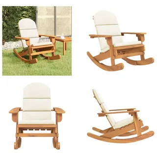 vidaXL Adirondack Schaukelstuhl mit Kissen Massivholz Akazie - Schaukelstuhl - Schaukelstühle - Gartenmöbel - Loungesessel - Braun