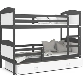 Etagenbett hochbett kinderzimmer kinderbetten jugendzimmer 200x90 grau weiss