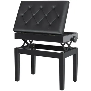 Homcom Klavierhocker Klavierbank Bank Schminkhocker Hocker höheverstellbar , Schwarz , Holz , 33x58x545 cm , Wohnzimmer, Sessel, Hocker & Hockerbänke, Sitzhocker