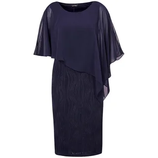 Abendkleid GOLDNER "Kurzgröße Festliches Kleid mit Chiffonüberwurf", Damen, Gr. 22, K-Gr, blau (marine), Obermaterial: 92% Polyester PES. 8% Elasthan EL., festlich, Sonstiges, Kleider Abendkleid, Chiffon