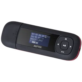 AGPTEK 8GB Tragbare USB MP3 Player 1 Zoll LCD Display, Mini Musik Player mit FM, Aufnahme, U3, Schwarz und Rot