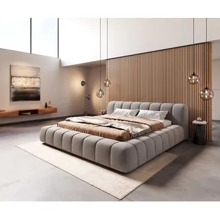 DELIFE Polsterbettgestell Cutio 180x200 cm Mikrofaser Grau - Grau
