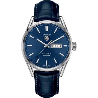 Tag Heuer Carrera Herrenuhr silber Lederarmband WAR201E.FC6292 - Silber