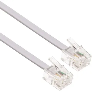 15m RJ11 Kabel ADSL Erweiterung Leitung Telefon Schnur Stecker Hohe Geschwindigkeit BT Internet Breitband Männlich zu Männlich Router und Modem zu RJ11 Telefonbuchse, Mikrofilter (Weiß)