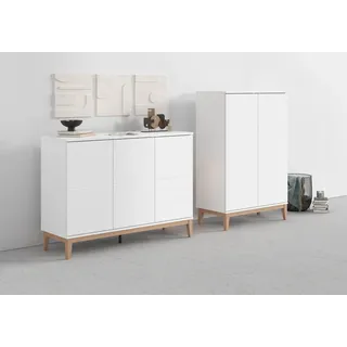 OTTO home Highboard 80 x 121 x 41 cm Weiß / Wotan Eiche