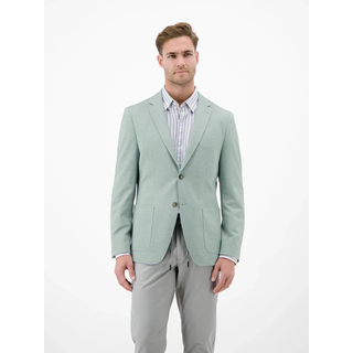 Jerseysakko LERROS "Leichter Jersey-Blazer mit bedrucktem Futter", Herren, Gr. 52, grün (tinted grau), 82% Polyester, 11% Viskose, 7% Elasthan, Sakkos Jerseysakko, Jersey mit Stretchanteil, bedrucktes Innenfutter, 2-Knopf-Design