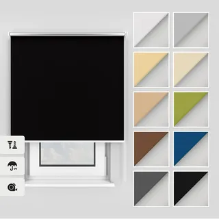 Estika Thermo rollos mit Bohren 110x150 cm Farbe: Schwarz, Verdunklungsrollo Deckenmontage und Wandmontage, Thermorollo hitzeschutz, Jalousien Fenster