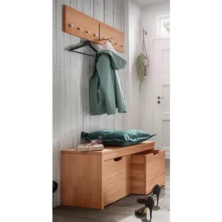 Garderobenbank mit 2 Schubkästen Garderobenpaneel Buche massiv CUENCA-137 - Braun