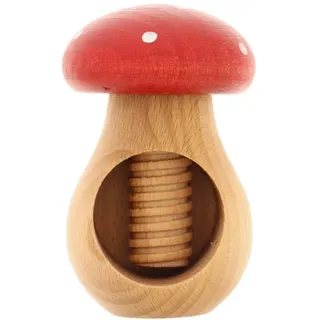 3X HOFMEISTER® Nussknacker Fliegen-Pilz, Buchen-Holz, Handarbeit aus Europa, knackt einfach Jede Nuss, ideal für Senioren, 10 x 6,5 x 6,5 cm
