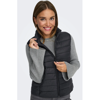 Steppweste ONLY "ONLTAHIA LW QUILTED WAISTCOAT OTW CC OTW", Damen, Gr. L, schwarz, Steppware, Obermaterial: 100% Nylon, unifarben, regular fit normal, Westen Steppweste, leicht glänzende Oberfläche