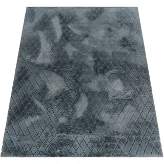 Paco Home Hochflor-Teppich »Arnheim 742« rechteckig 26 mm Höhe Uni Farben, Rauten Muster, besonders weich, Hoch-Tief Effekt, grau