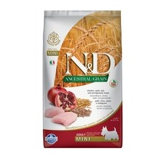 7 kg Farmina N&D Low Grain Adult Mini Pui și rodie
