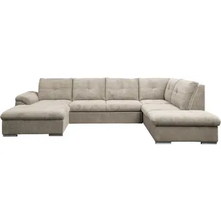 Wohnlandschaft WERK2 "Arena, B/T: 339/220 cm breit, moderner, einladender Sitzkomfort", beige, B:339cm H:97cm T:220cm, 100% Polyester, Sofas, Wohnlandschaft, mit Schlaffunktion und Bettkasten, U-Form