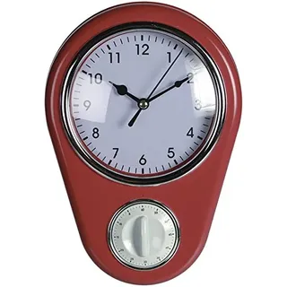 OOTB Wanduhr »Kitchen« Retro 50er Jahre Design mit Kurzzeitwecker (Rot)
